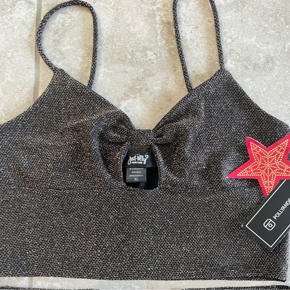 Just Polly NY 2 Piece Set Metallic Sparkle Skirt & Crop Tank NWT Bow Keyhole. - Picture 5 of 12